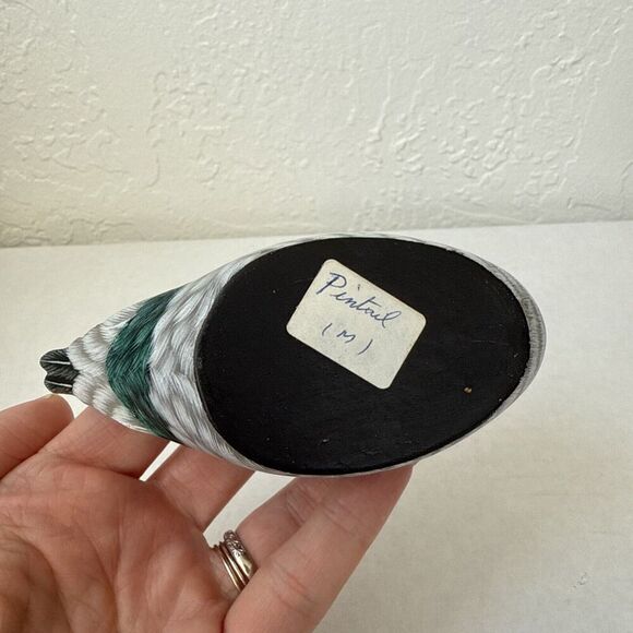 Wooden Duck Decoy Mallard Hand Carved Painted Small Shelf Sitter Art 5" - Picture 8 of 9